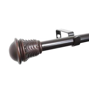 Vine Open Ball 48 in. - 86 in. Adjustable Curtain Rod 5/8 in. in Oiled Bronze with Finial
