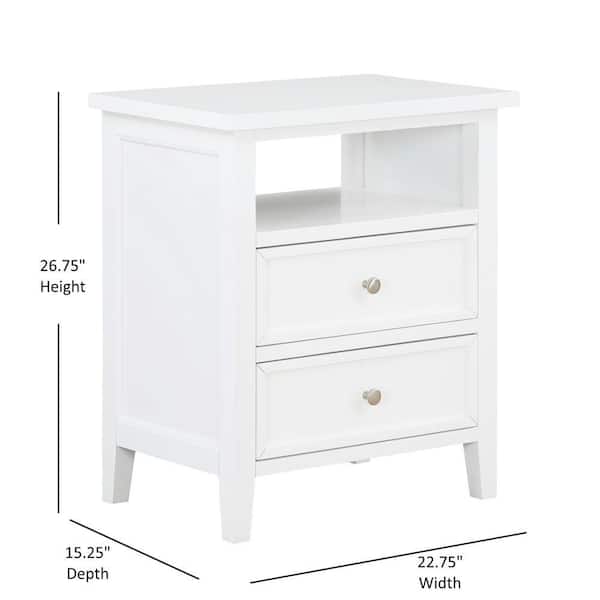 Walker White 2-drawer 22.75 in. W Nightstand 834-10-50 - The Home