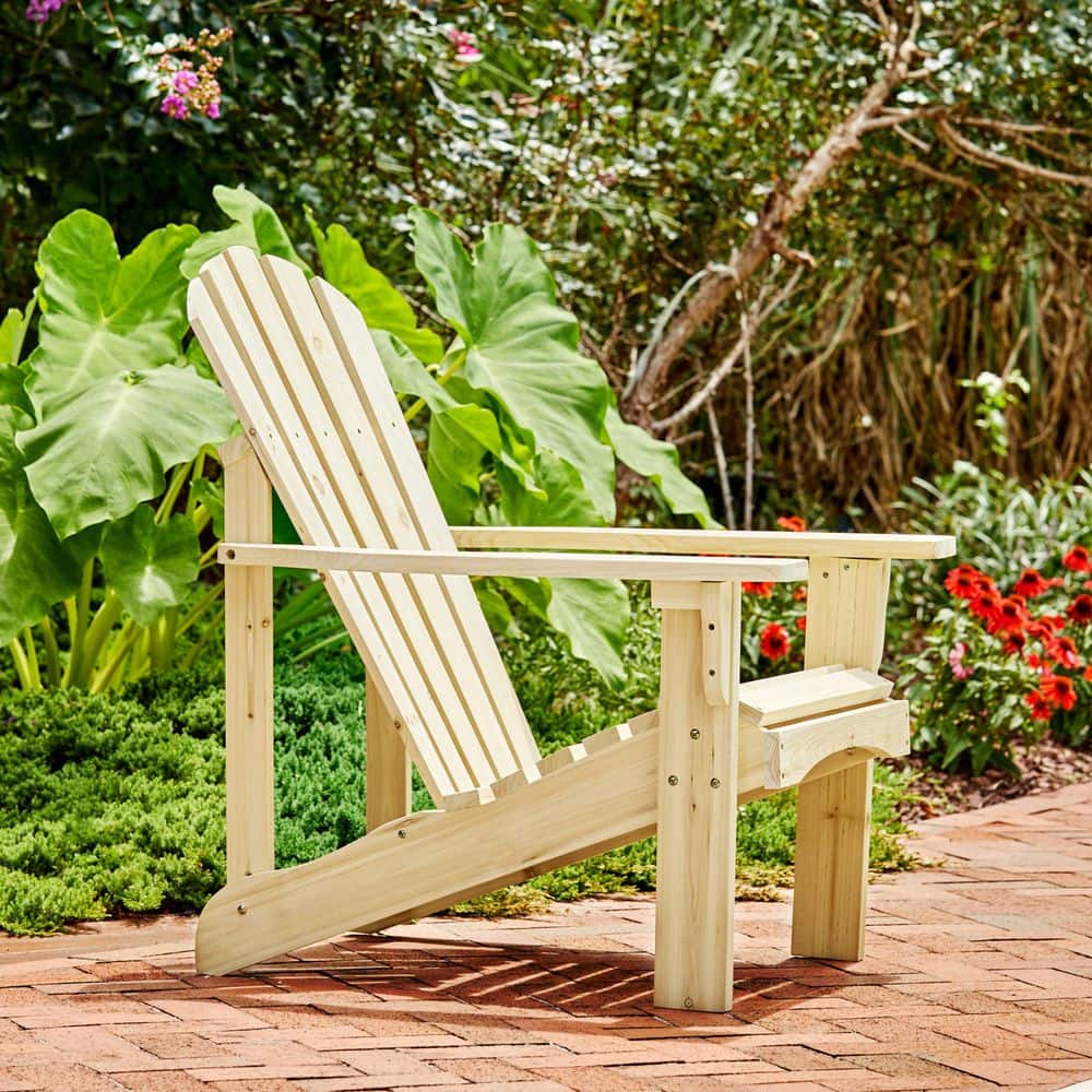 Natural Cedar Wood Adirondack Outdoor Chair with Wide Arms