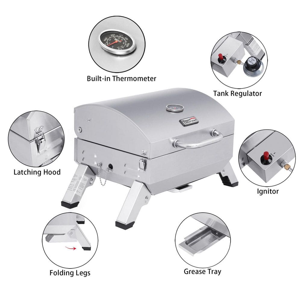 Stainless Steel Portable Propane Gas Grill with Folding Legs
