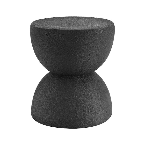 Greta 18 in. Mid-Century Modern Drum Accent Table, Black