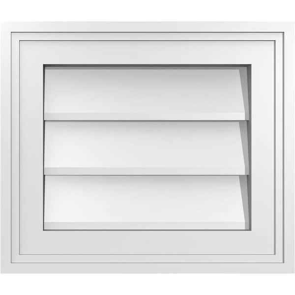 Ekena Millwork 14" x 12" Vertical Surface Mount PVC Gable Vent: Non-Functional with Brickmould Frame