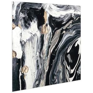 "Ebony and Ivory" Unframed Free Floating Tempered Art Glass Abstract Wall Art Print 38 in. x 38 in. (Set of 2)