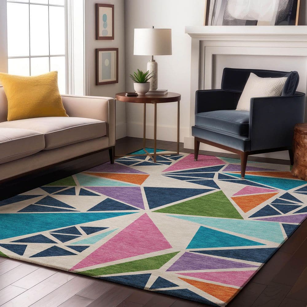 Mayfield Premium Machine Washable Abstract AMF1039 White 5 ft. x 7 ft. 6 in. Area Rug price history on PriceWatchPro