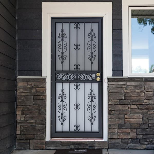 407 Series 32 in. x 80 in. Universal/Reversible Black Steel Liberty Security Door
