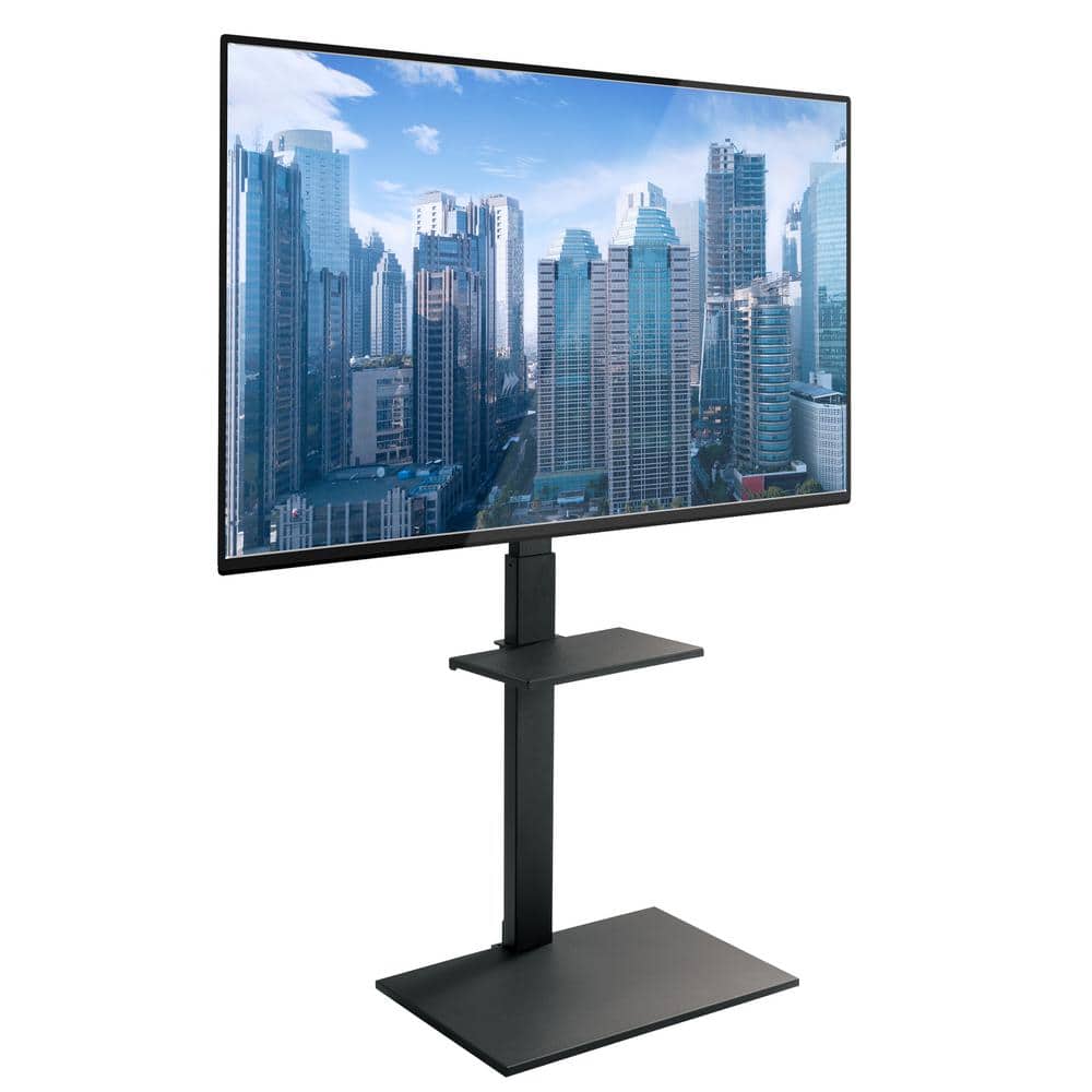 Black Adjustable Height TV Stand with Mount and Shelf
