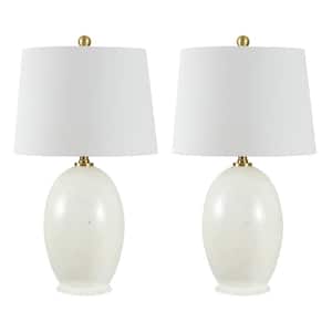 Vemeli 26 in. Cream Table Lamp with White Shade (Set of 2)