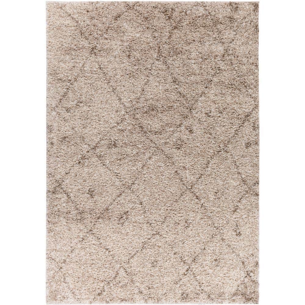 Vanilla Rug Well Woven Madison Shag Moroccan Lattice Vanilla 3 ft. x 5 ft ...