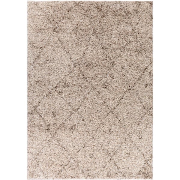 Madison Shag Moroccan Lattice Vanilla 3 ft. x 5 ft. Contemporary Argyle Area Rug