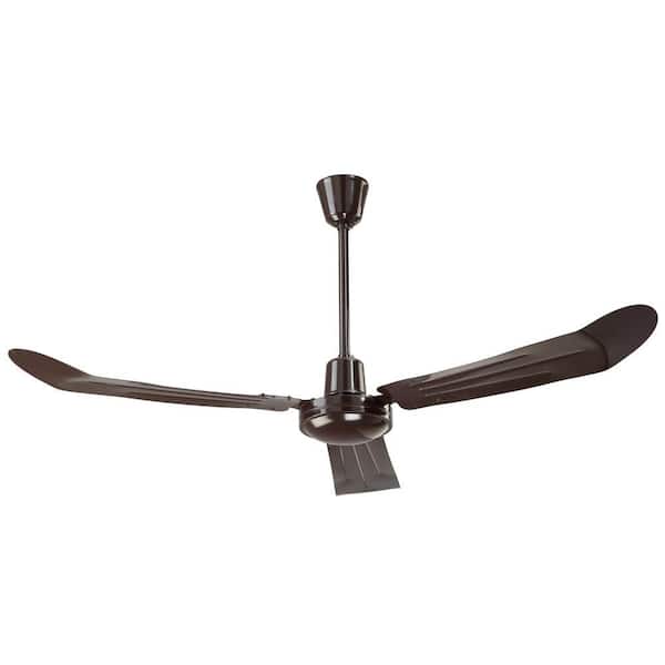 Unbranded Industrial 56 in. Indoor Loose Wire Brown Ceiling Fan with 3 Metal Blades and 16 in. Downrod