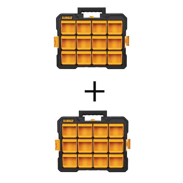 DEWALT 12 Compartment Small Parts Organizer Flip Bin (2 Pack)