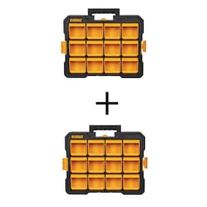 12 Compartment Small Parts Organizer Flip Bin (2 Pack)