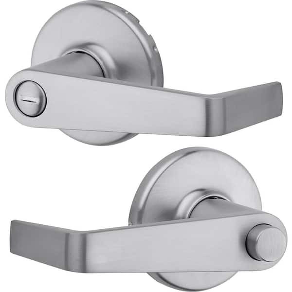 Kwikset Kingston Satin Chrome Round Bed/Bath Reversible Door Handle