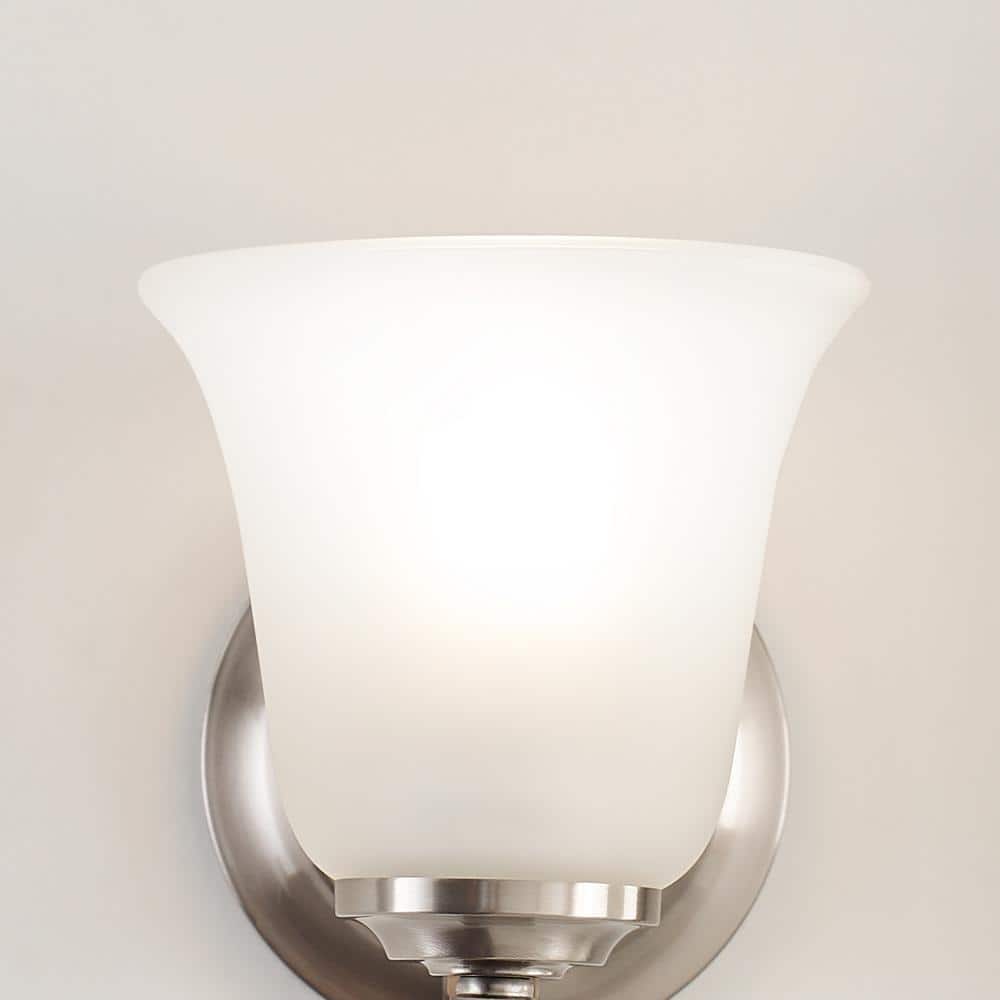 Brushed Nickel Wall Sconce with Satin Etched Glass Shade