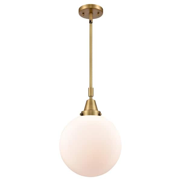 Beacon 100-Watt 1-Light Brushed Brass Standard Mini Pendant Light with Painted Glass Shade, No Bulbs Included
