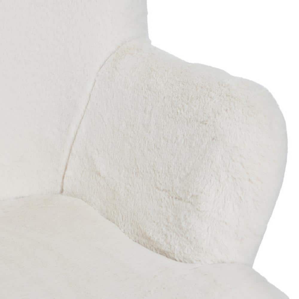 Chic Farmhouse Creamy White Wood Wingback Accent Chair