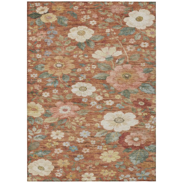 Chantille Machine Washable Indoor/Outdoor Abstract ACN2872 Paprika 8 ft. x 10 ft. Area Rug