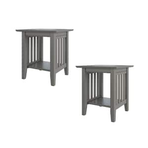 Mission 20 in. Wide Gray Square Solid Hardwood End Table Set of 2