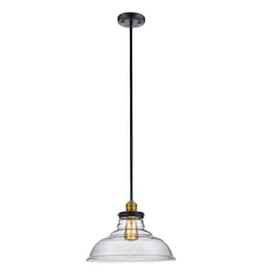 Jackson 1-Light Oil Rubbed Bronze Pendant Light Fixture with Clear Glass Schoolhouse Shade