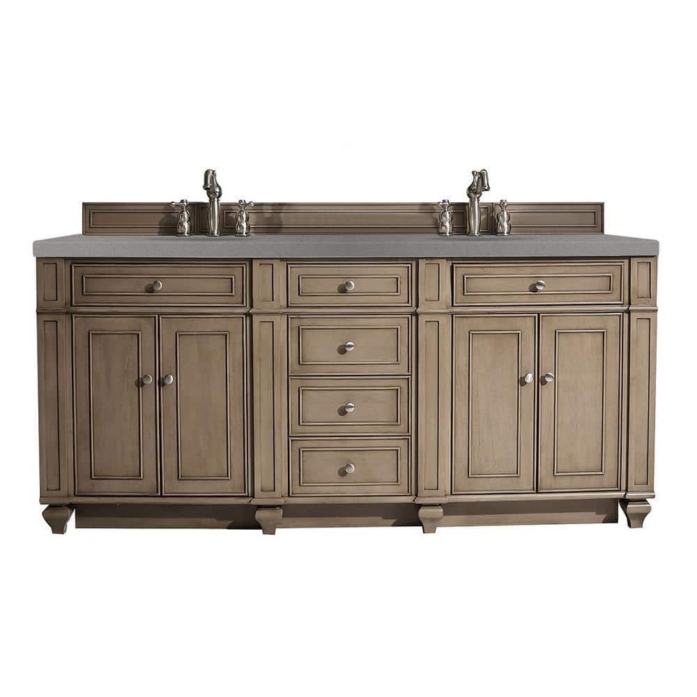 Bristol 72 in.w x 23.5 in.D x 34 in. H Double Bath Vanity in Whitewashed Wa