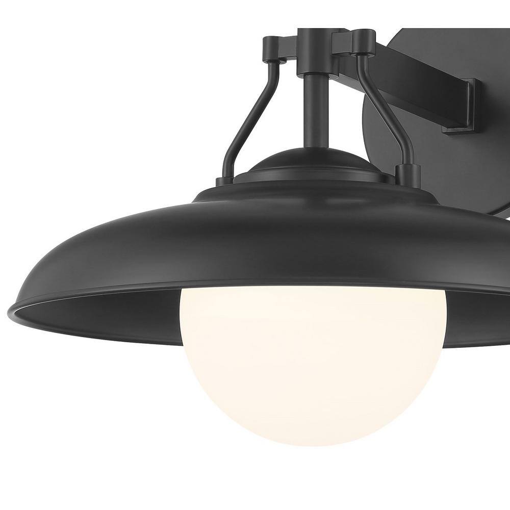 Coal Black Etched Opal Glass Outdoor Wall Sconce