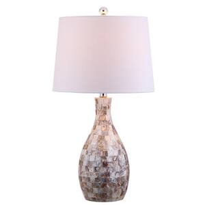 Verna 26.5 in. Ivory/Beige Seashell Table Lamp