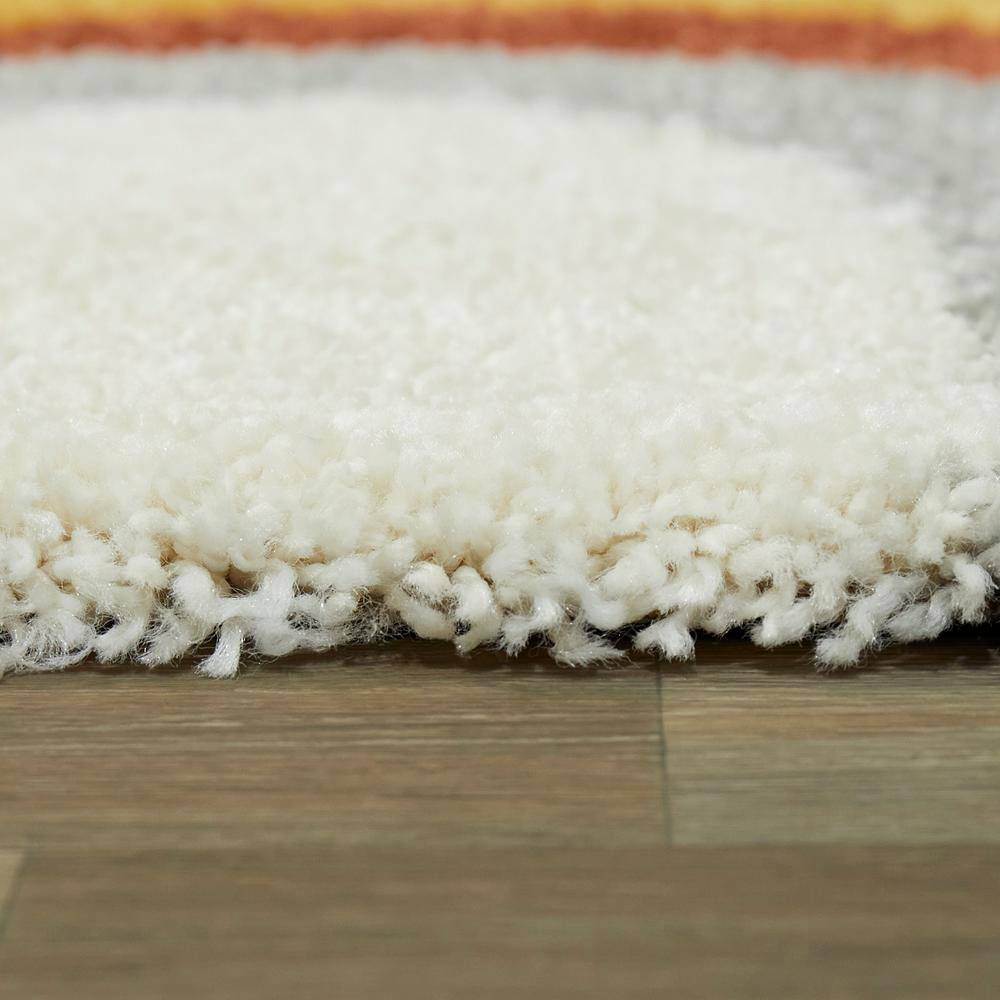 Colorful Rainbow Shag Kids Rug in Red and Cream, 5' x 7'
