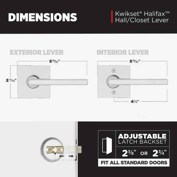 Kwikset Halifax Square Polished Chrome Passage Hall/Closet Door