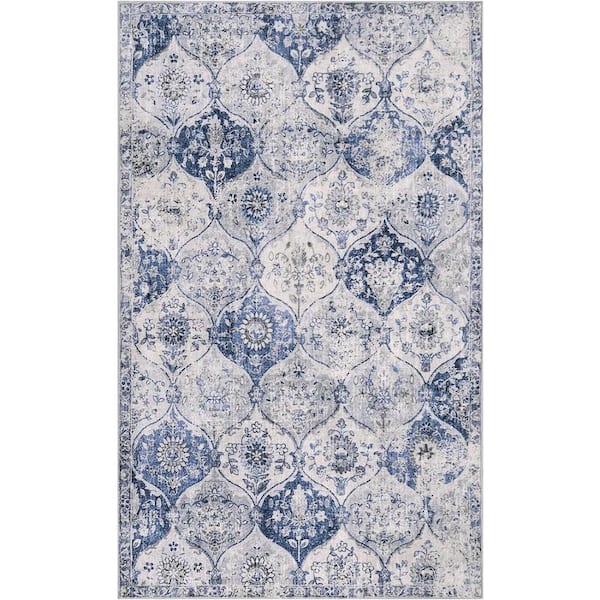 3' x 5' Trellis Washable Non-Slip Rug
