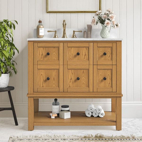 OrangeOne 36 in. W Single Sink Freestanding White Bath Vanity with