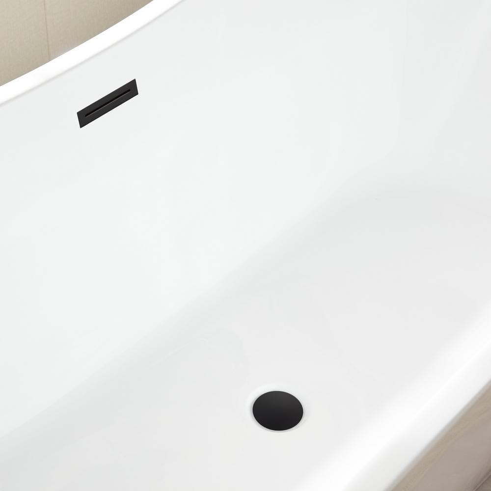 Ophelia 71'' White and Matte Black Acrylic Freestanding Bathtub