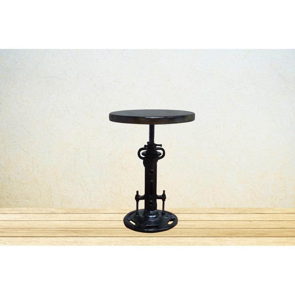 Adjustable Black Metal and Wood Industrial Stool