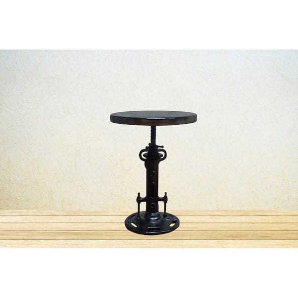 LR Home Cast Black and Walnut Iron Industrial Strong Wood Stool