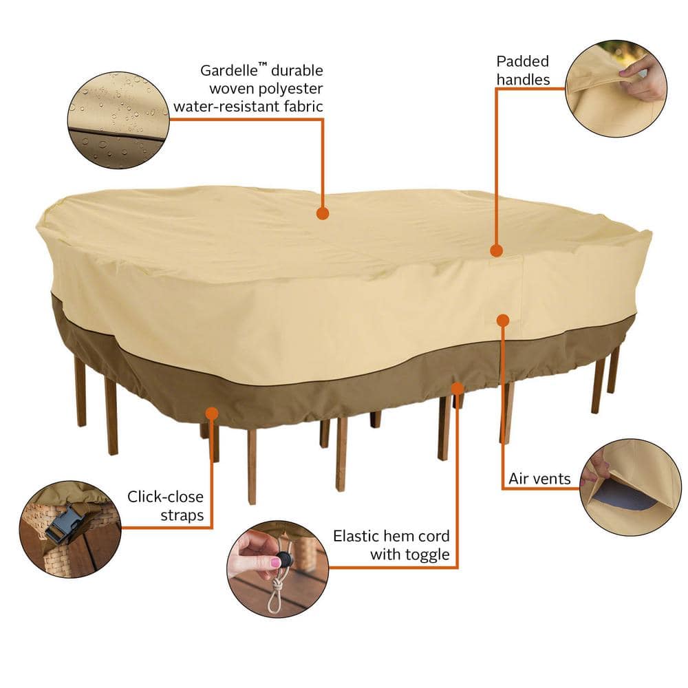 Large Beige and Brown Water-Resistant Patio Furniture Cover
