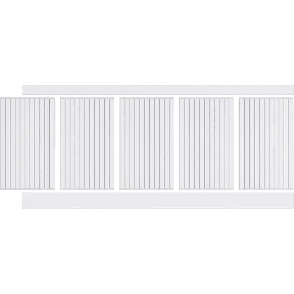 40" x 94.5" White PVC Slat Wall Wainscot Paneling Kit