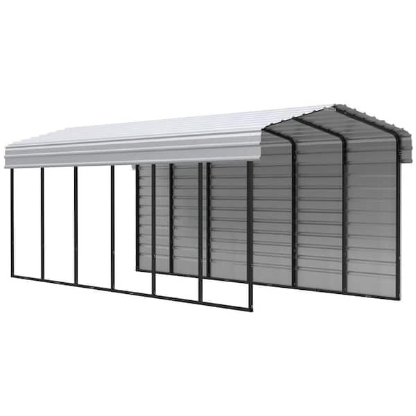 Arrow 10 ft. W x 29 ft. D x 9 ft. H Eggshell Galvanized Steel Carport with 1-Side Wall Kit