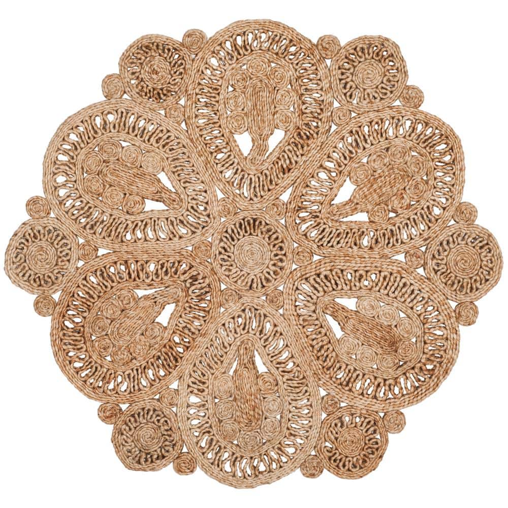Handmade Natural Jute Round Area Rug, 3' Diameter