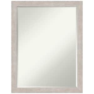 Marred Silver 20.5 in. x 26.5 in. Petite Bevel Classic Rectangle Wood Framed Bathroom Wall Mirror in Silver