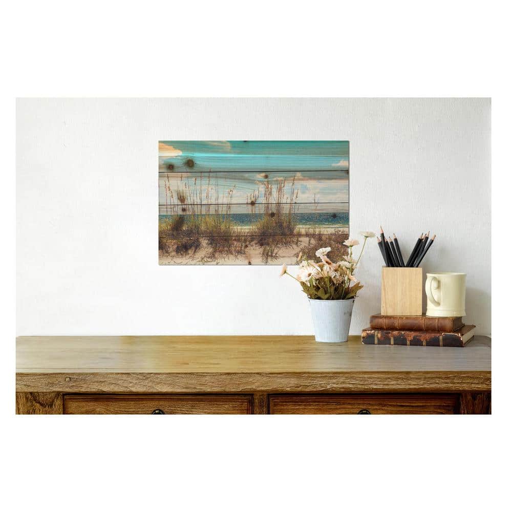 Coastal Sand Dunes Landscape Print on Fir Wood