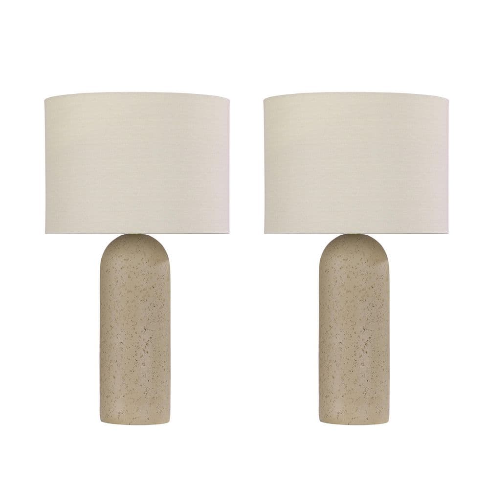 Pair of 24.7 in. Light Coffee Bedside Table Lamp with Empire Shade