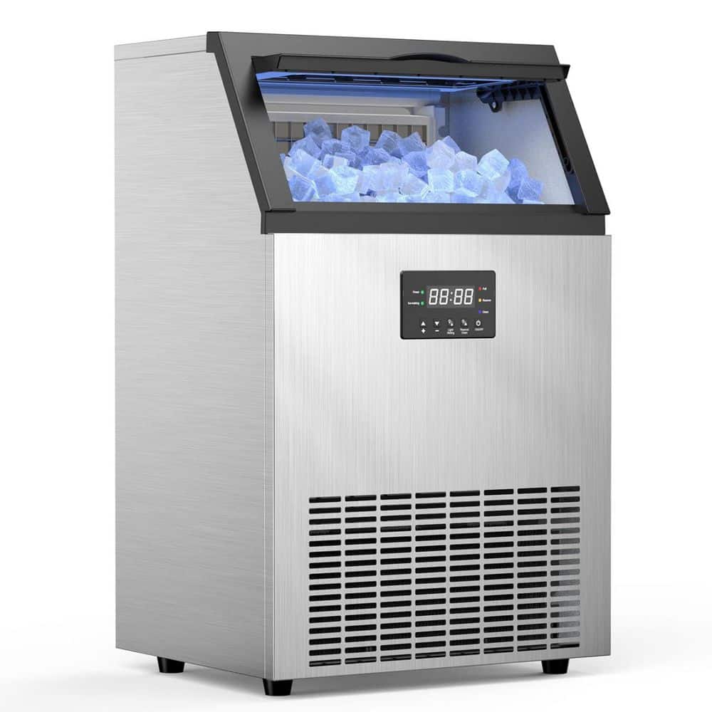 NSF and ETL Certified Commercial Ice Maker Machine 150 LBS/24H, 33 LBS Capacity Freestanding and Under Counter Ice Maker