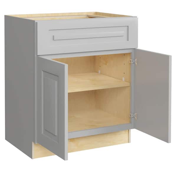 Home Decorators Collection Grayson 30 in. W x 24 in. D x 34.5 in. H Assembled Plywood Base Kitchen Cabinet in Pearl Gray with Soft Close