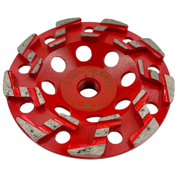 EDiamondTools 4.5 in. High Performance Aggressive Diamond Grinding Wheel, 18/20 Grit, S-Segment, 5/8 in. 11 Threaded Arbor