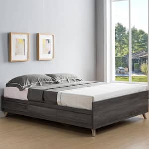 Terra Culpa Gray Wood Frame Full Platform Bed with Storage