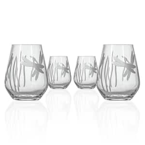 Dragonfly 17 oz. Clear Stemless Wine Glass (Set of 4)