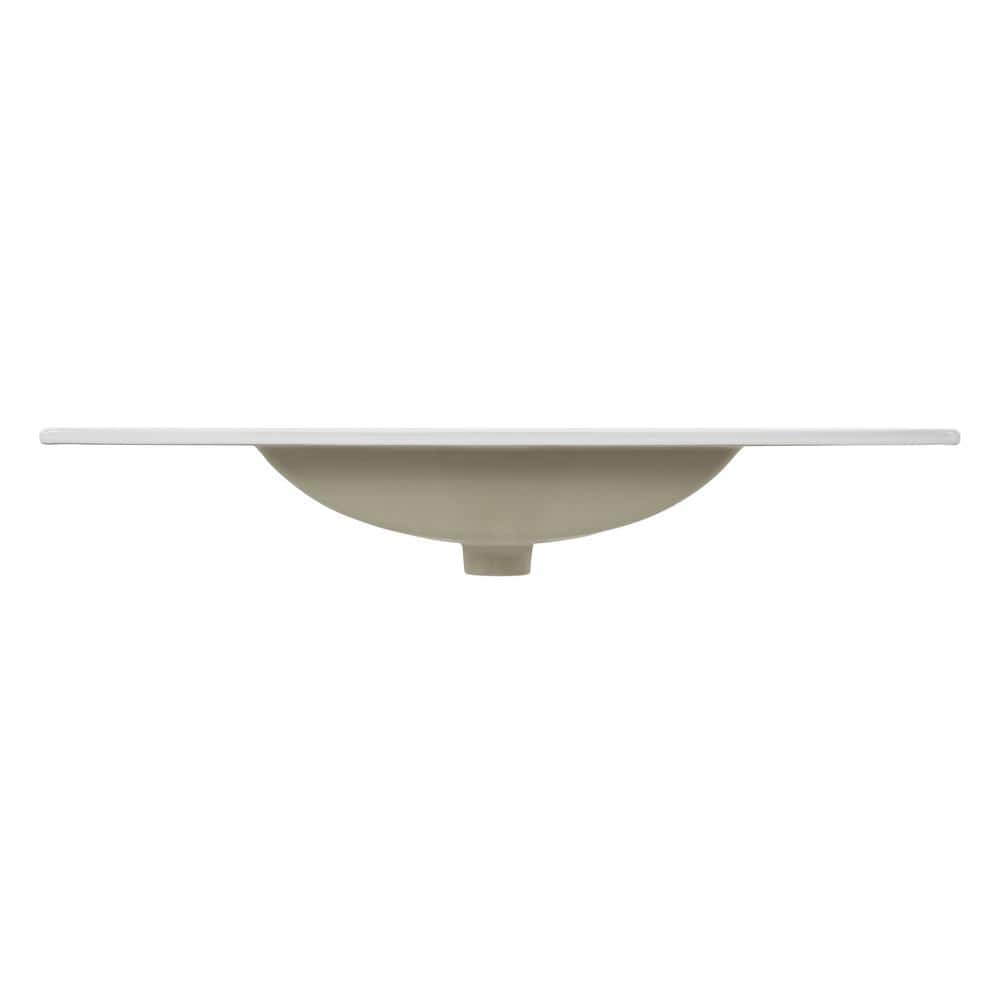 White Rectangular Ceramic Vanity Sink Top with 3 Holes