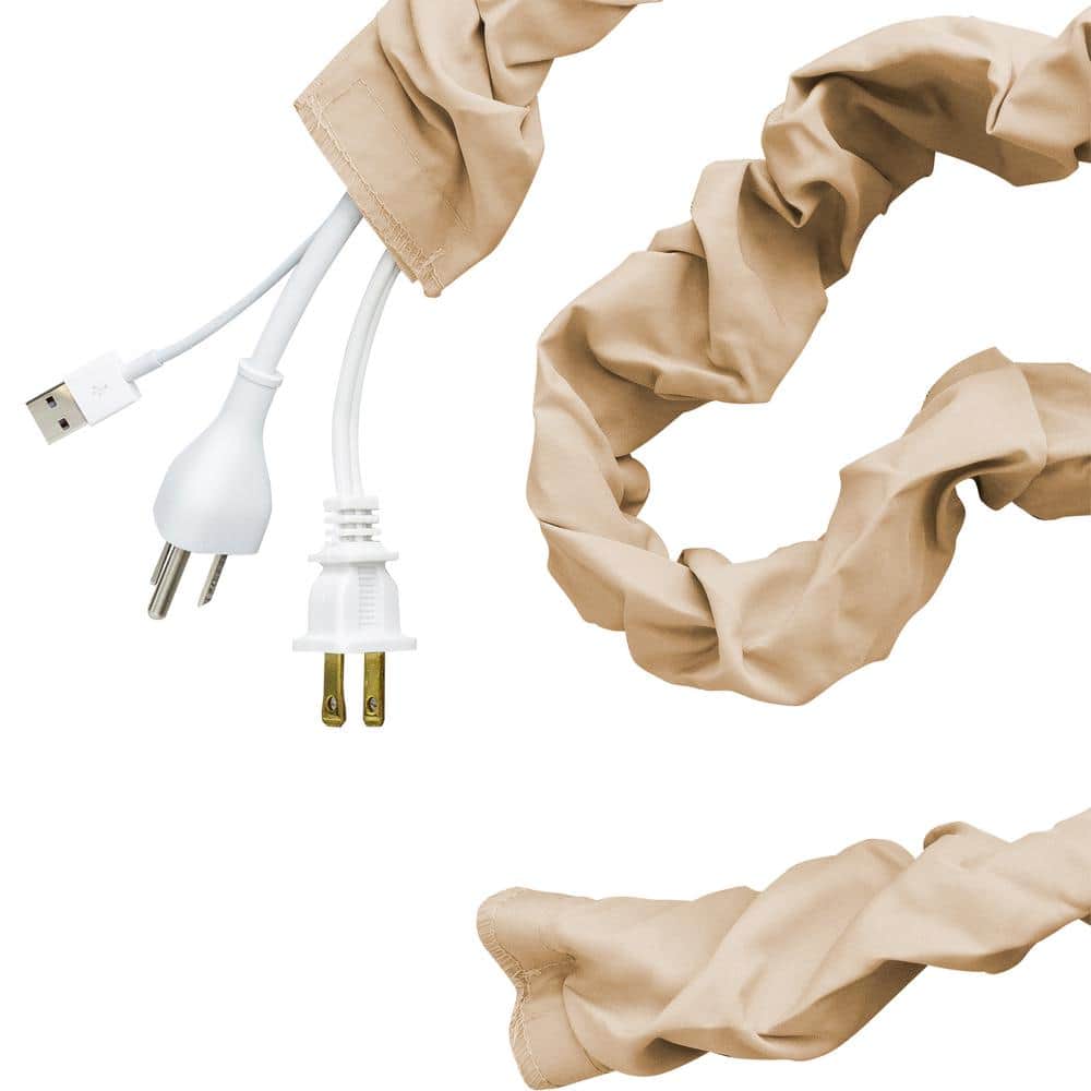 Taupe 9 Ft X 2 Inlamp Cord Cover, Fabric Cord Cover, Cord Sleeve MADE IN  USA 
