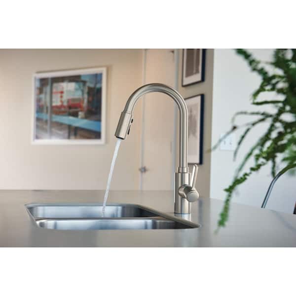 Genta LX Spot Resist Stainless 16 in. H Pull Down Sprayer Kitchen Faucet with 360 Degree Spout Swivel and Power Boost