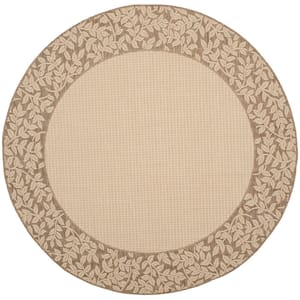 Courtyard Natural/Brown 5 ft. x 5 ft. Round Border Indoor/Outdoor Patio  Area Rug