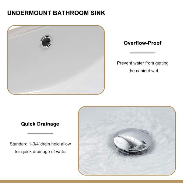 18.5 in. L x 13.5 in. W x 7.6. in. D White Rectangular Undermount
